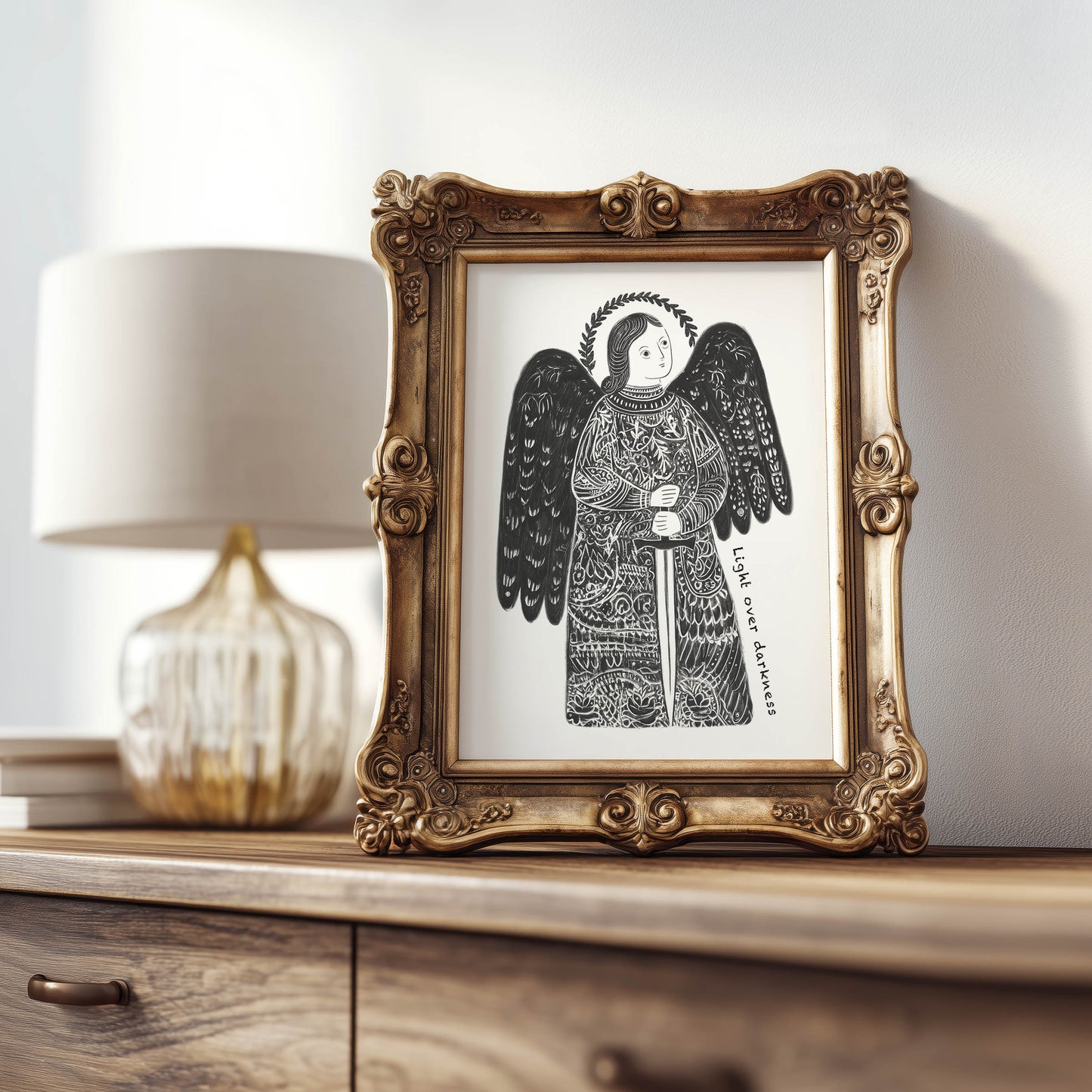 St Michael the Archangel Art Print - Black interior mockup 07 - p_21_am_0000_Layer 10