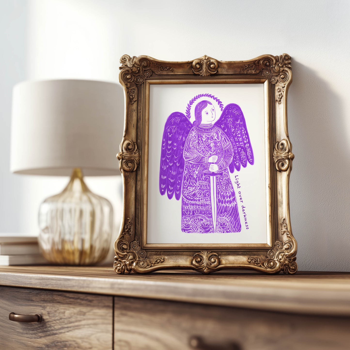 St Michael the Archangel Art Print - Purple interior mockup 08 - p_21_am_0006_Layer 4