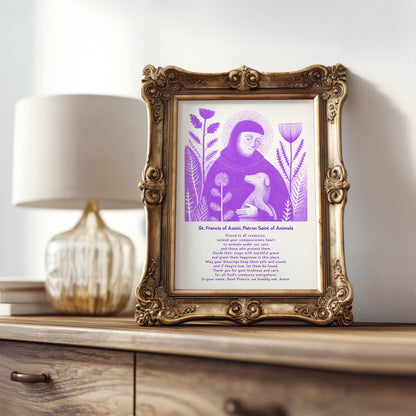St Francis with Dog Art Print - Purple interior mockup 09 - p_21_franc_dog_0006_Layer 4