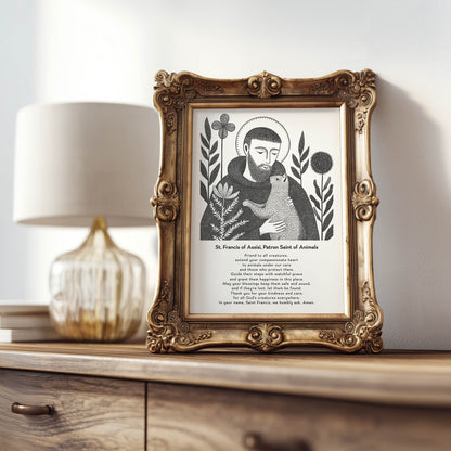 St Francis with Cat Art Print - Black interior mockup 08 - p_21_ftanc_cat_0000_Layer 10