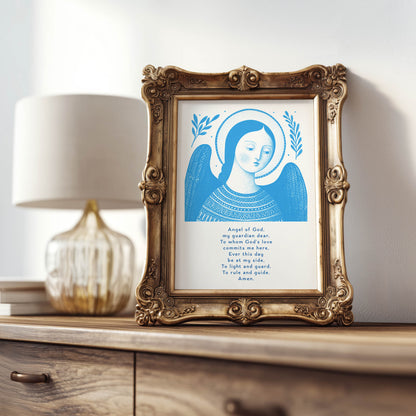 Guardian Angel for Girls Art Print - Deep Blue interior mockup 08 - p_21_girl_0002_Layer 8