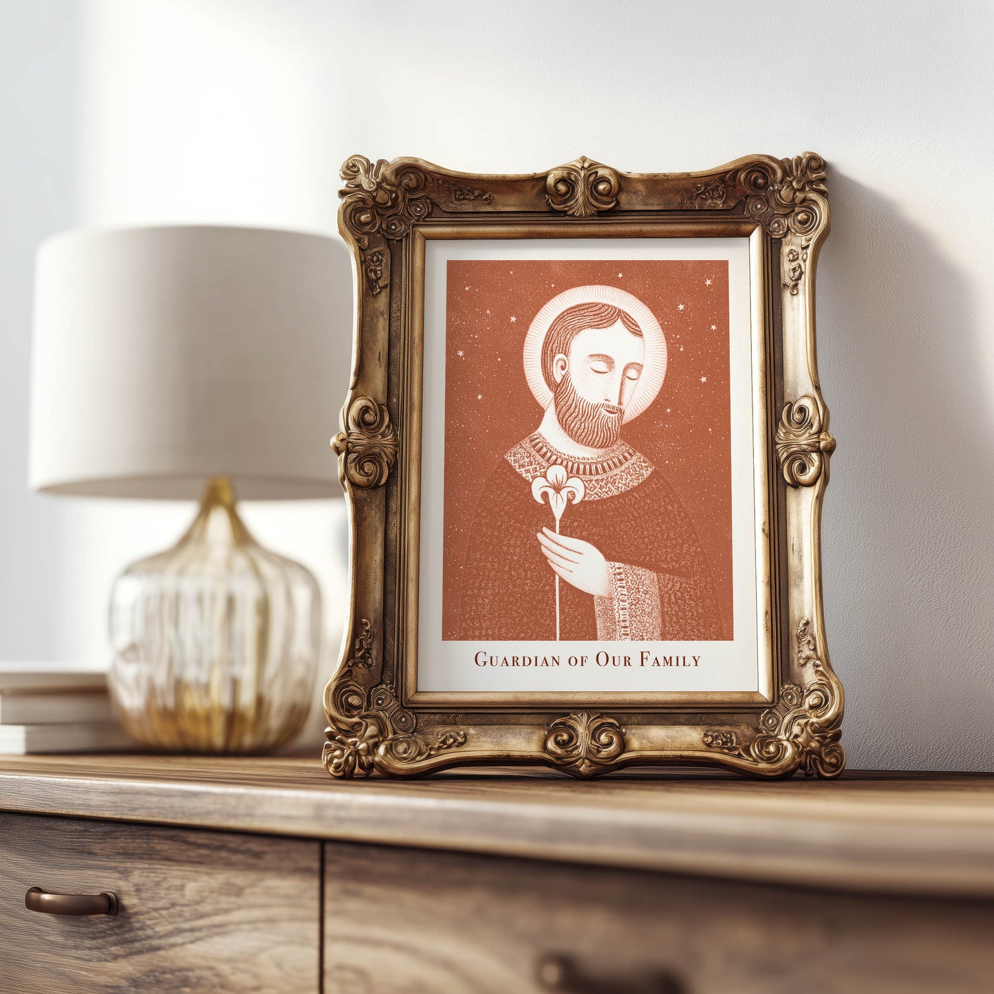 St Joseph Art Print - Terracotta interior mockup 07 - p_21_jos_0003_Layer 7