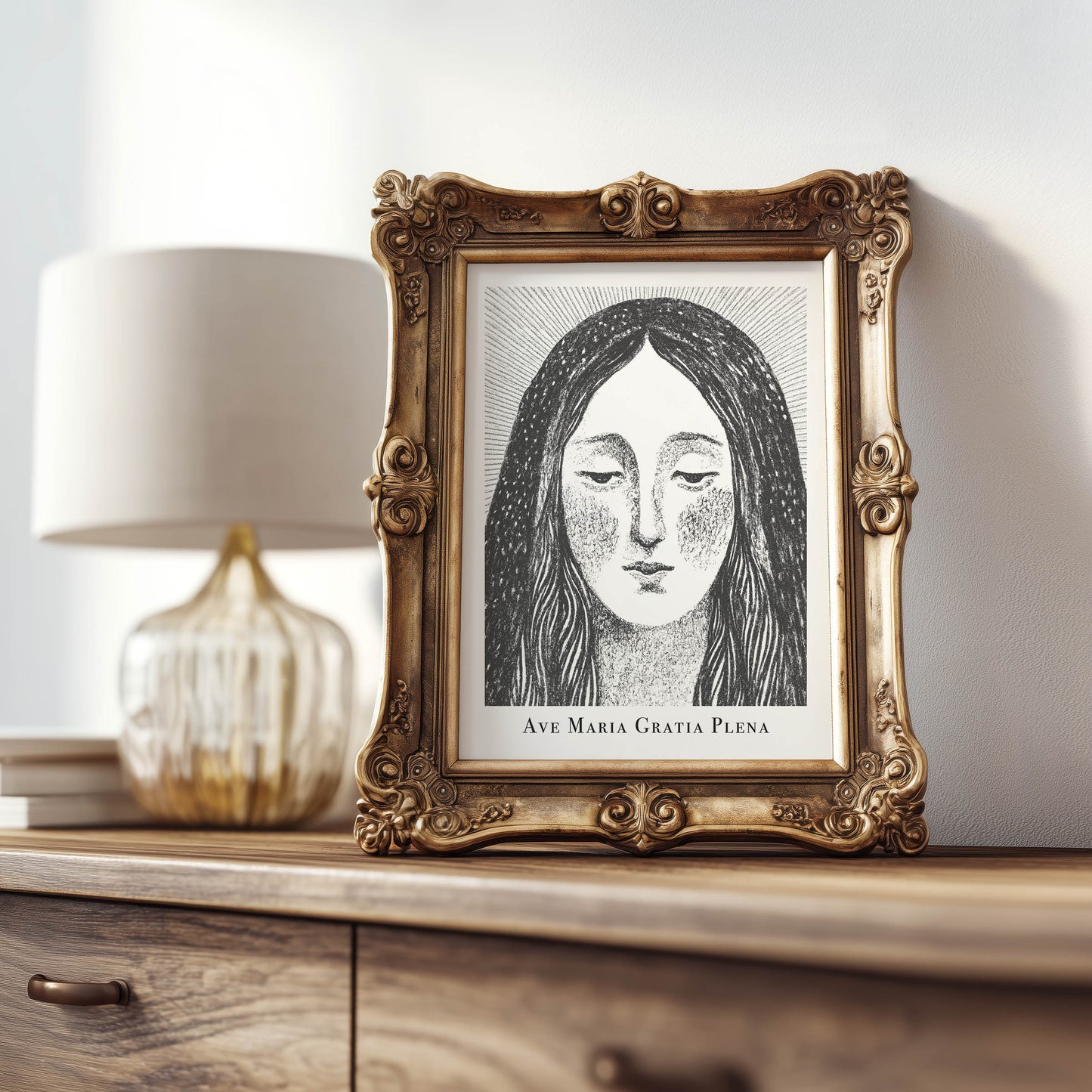 Virgin Mary Art Print - Black interior mockup 07 - p_21_maria_0000_Layer 11