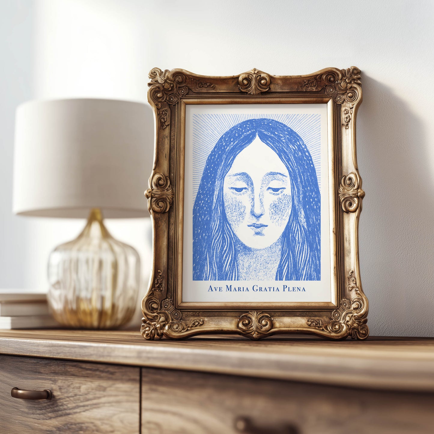 Virgin Mary Art Print - Blue interior mockup 07 - p_21_maria_0001_Layer 9