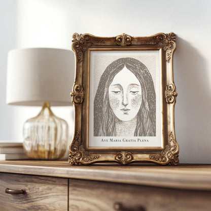 Virgin Mary Art Print - Brown interior mockup 08 - p_21_maria_0003_Layer 7
