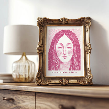 Virgin Mary Art Print - Pink interior mockup 07 - p_21_maria_0005_Layer 5