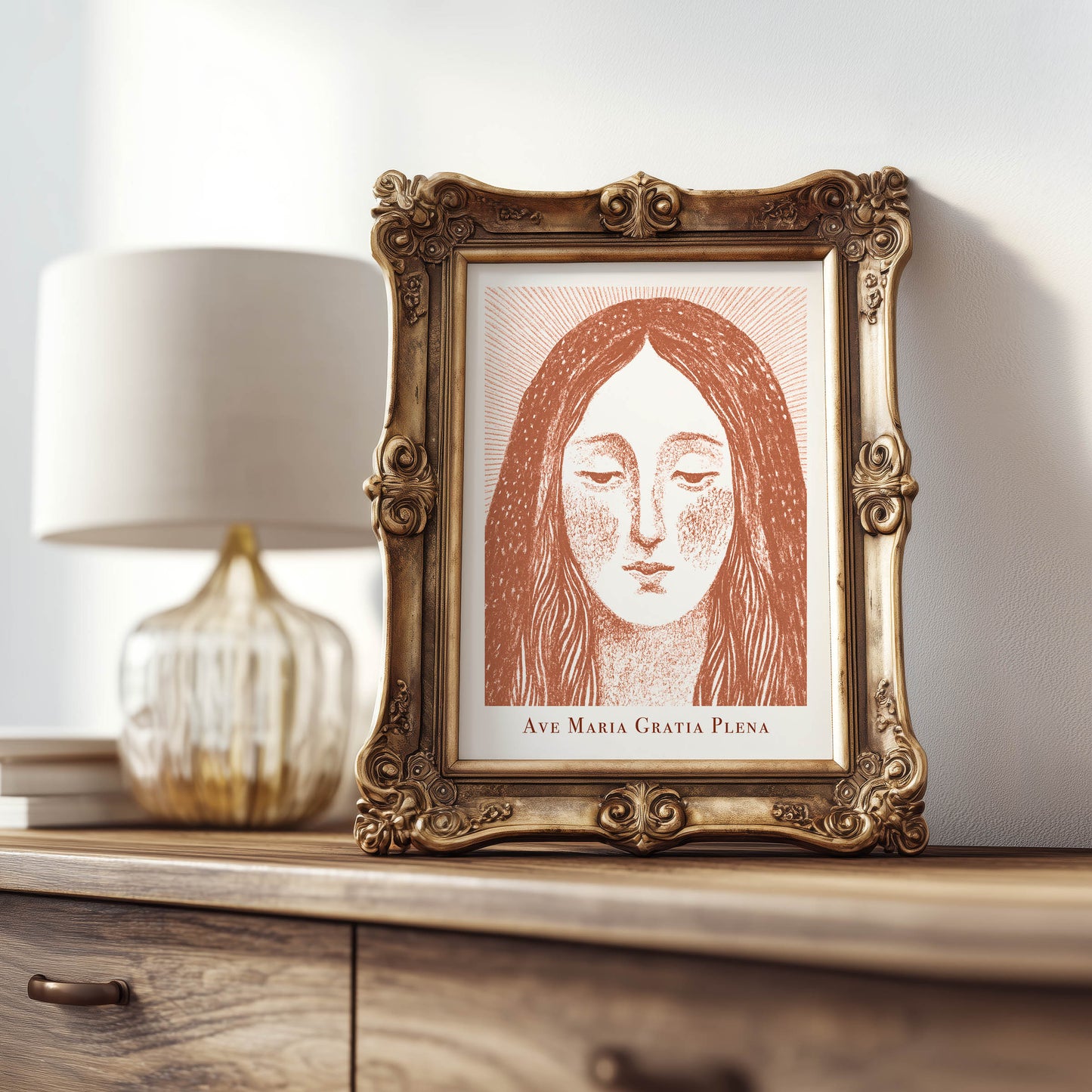 Virgin Mary Art Print - Terracotta interior mockup 07 - p_21_maria_0009_Layer 1