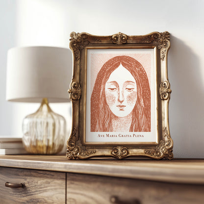 Virgin Mary Art Print - Terracotta interior mockup 07 - p_21_maria_0009_Layer 1