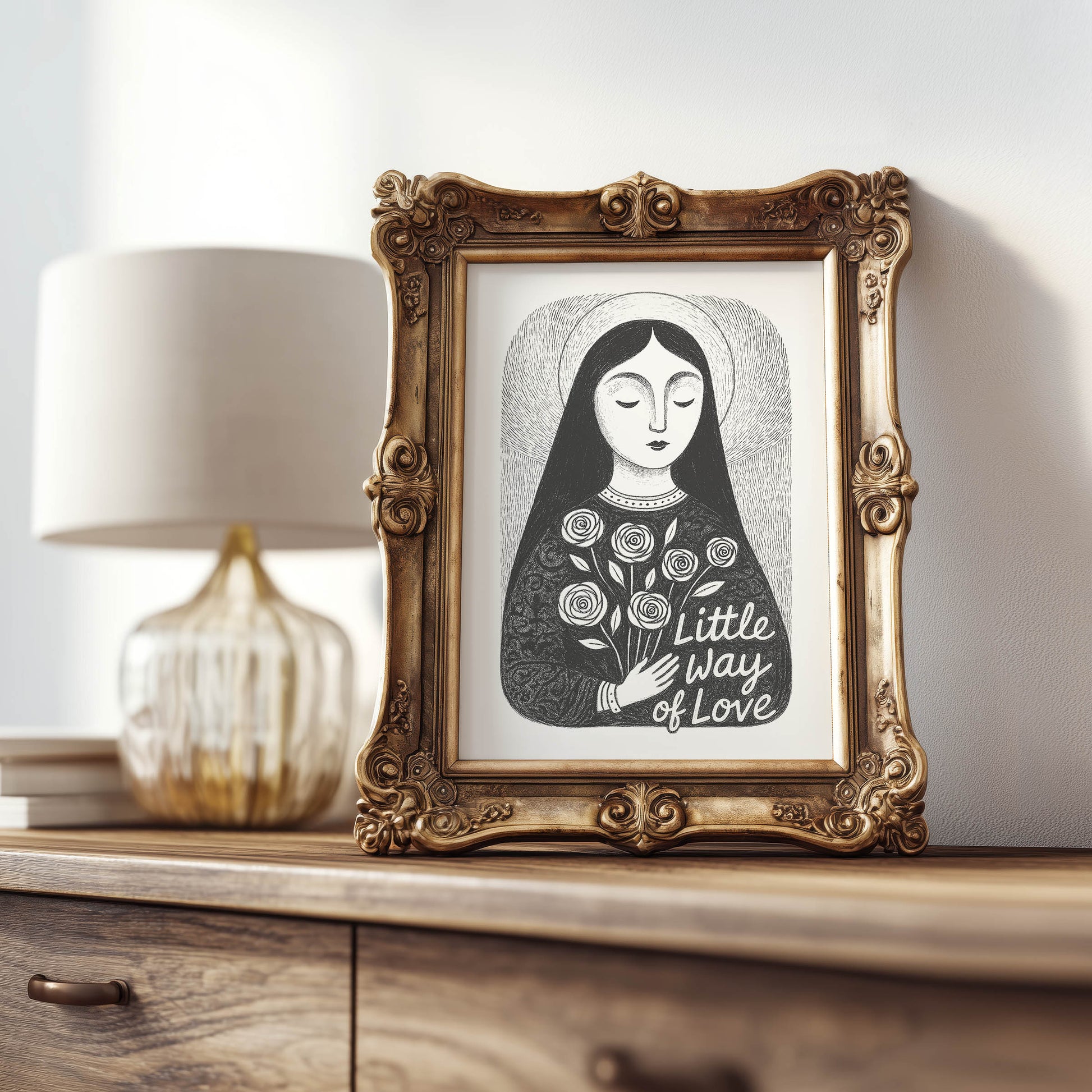 St Therese of Lisieux Art Print - Black interior mockup 07 - p_21_ter_0000_Layer 10