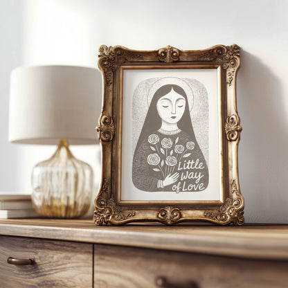 St Therese of Lisieux Art Print - Brown interior mockup 08 - p_21_ter_0003_Layer 7