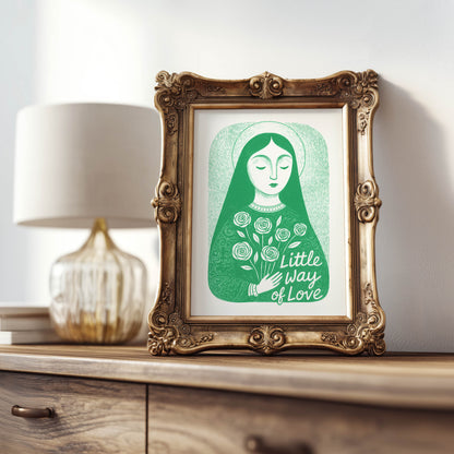 St Therese of Lisieux Art Print - Green interior mockup 07 - p_21_ter_0004_Layer 6