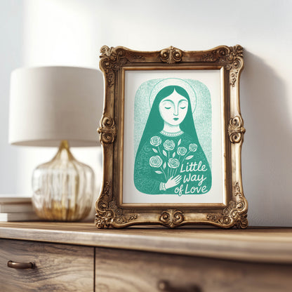 St Therese of Lisieux Art Print - Teal interior mockup 07 - p_21_ter_0008_Layer 2