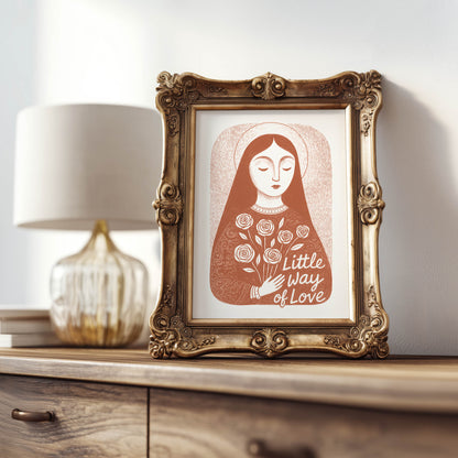 St Therese of Lisieux Art Print - Terracotta interior mockup 07 - p_21_ter_0009_Layer 1