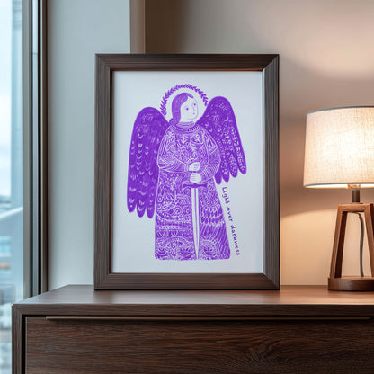 St Michael the Archangel Art Print - Purple interior mockup 09 - p_22_am_0006_Layer 4