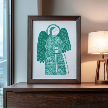 St Michael the Archangel Art Print - Teal interior mockup 08 - p_22_am_0008_Layer 2