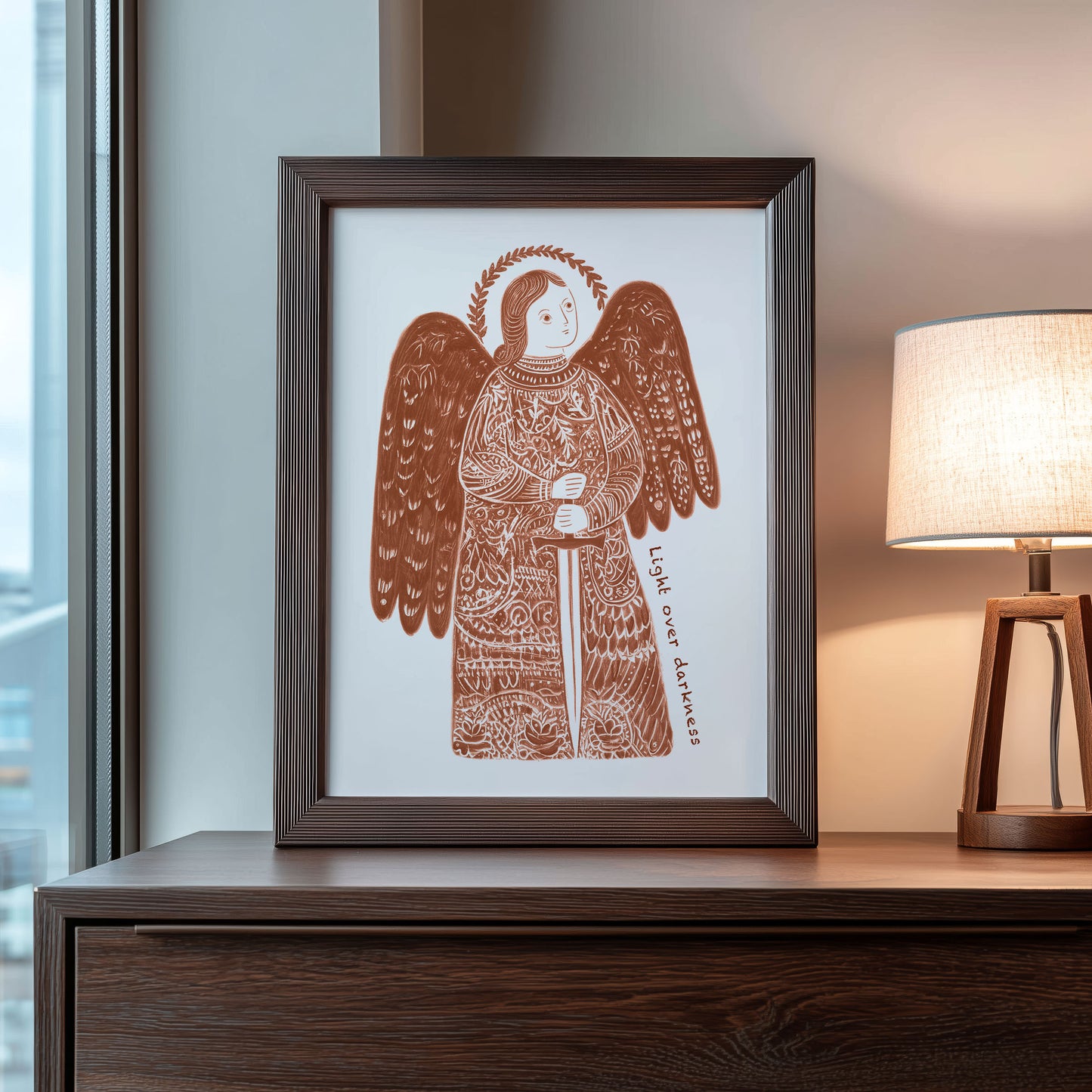 St Michael the Archangel Art Print - Terracotta interior mockup 08 - p_22_am_0009_Layer 1