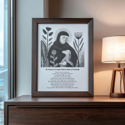 St Francis with Dog Art Print - Black interior mockup 09 - p_22_franc_dog_0000_Layer 10