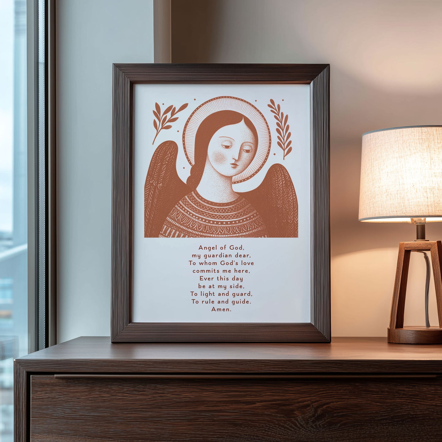 Guardian Angel for Girls Art Print - Terracotta interior mockup 08 - p_22_girl_0009_Layer 1