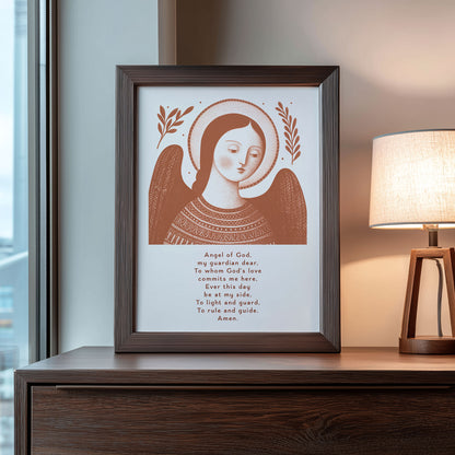 Guardian Angel for Girls Art Print - Terracotta interior mockup 08 - p_22_girl_0009_Layer 1