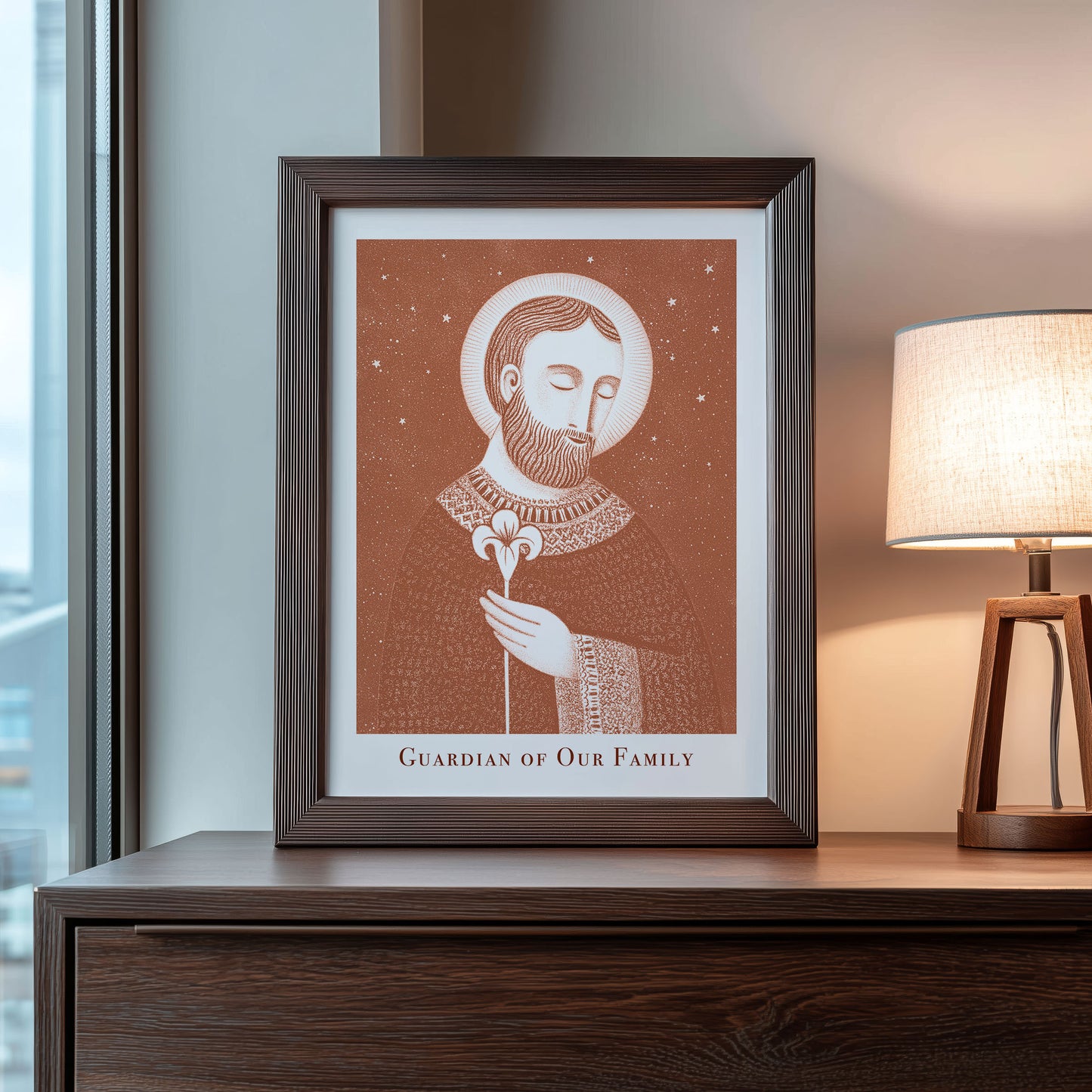 St Joseph Art Print - Terracotta interior mockup 08 - p_22_jos_0003_Layer 7