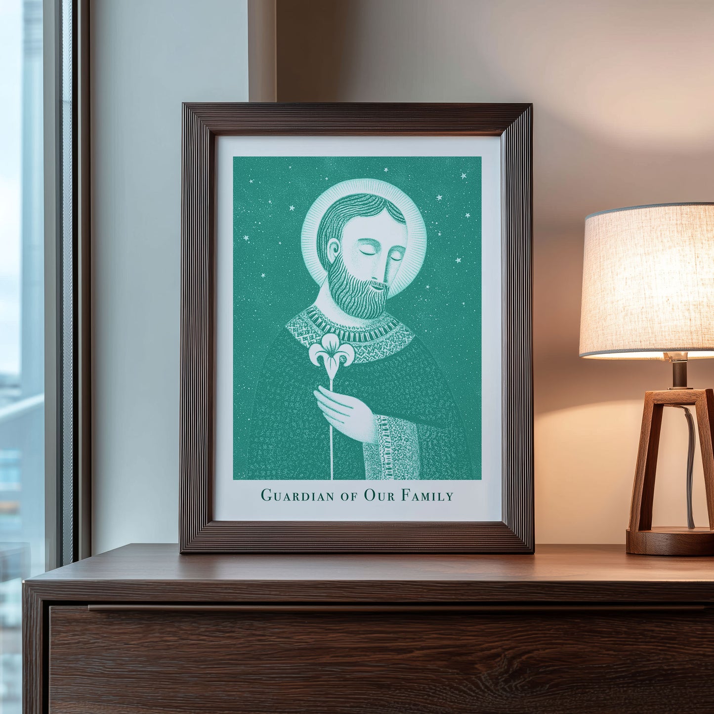 St Joseph Art Print - Teal interior mockup 08 - p_22_jos_0004_Layer 6