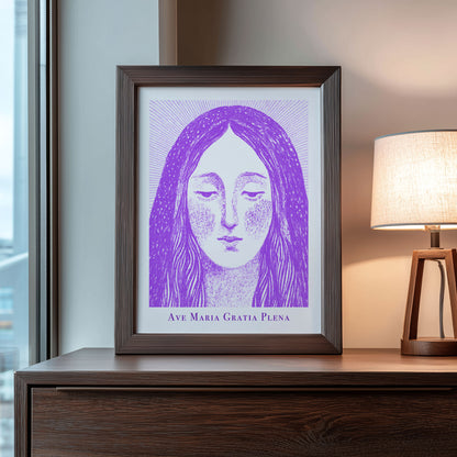 Virgin Mary Art Print - Purple interior mockup 09 - p_22_maria_0006_Layer 4