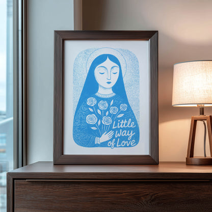 St Therese of Lisieux Art Print - Deep Blue interior mockup 09 - p_22_ter_0002_Layer 8