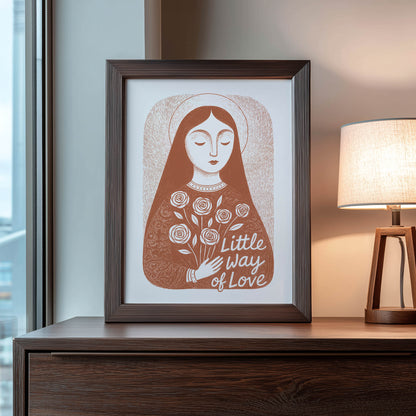 St Therese of Lisieux Art Print - Terracotta interior mockup 08 - p_22_ter_0009_Layer 1
