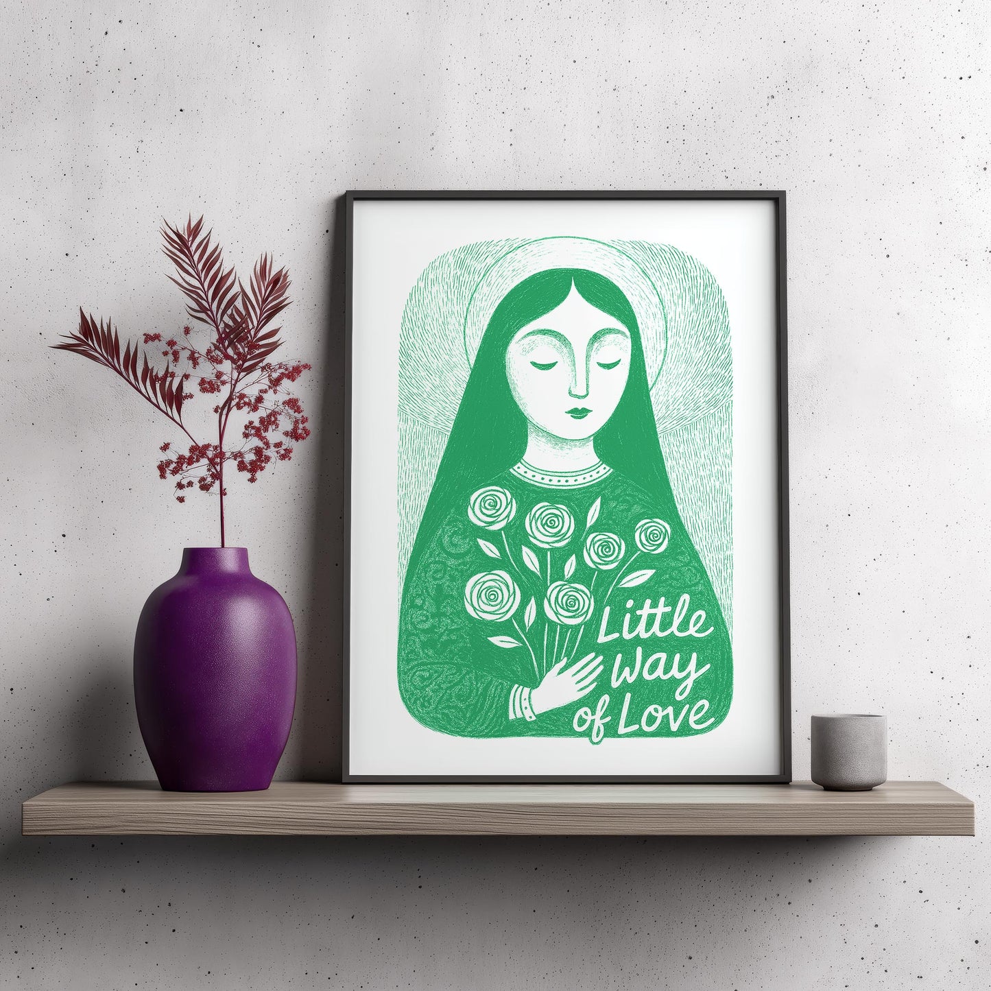 St Therese of Lisieux Art Print - Green interior mockup 09 - p_23_ter_0000_Layer 1