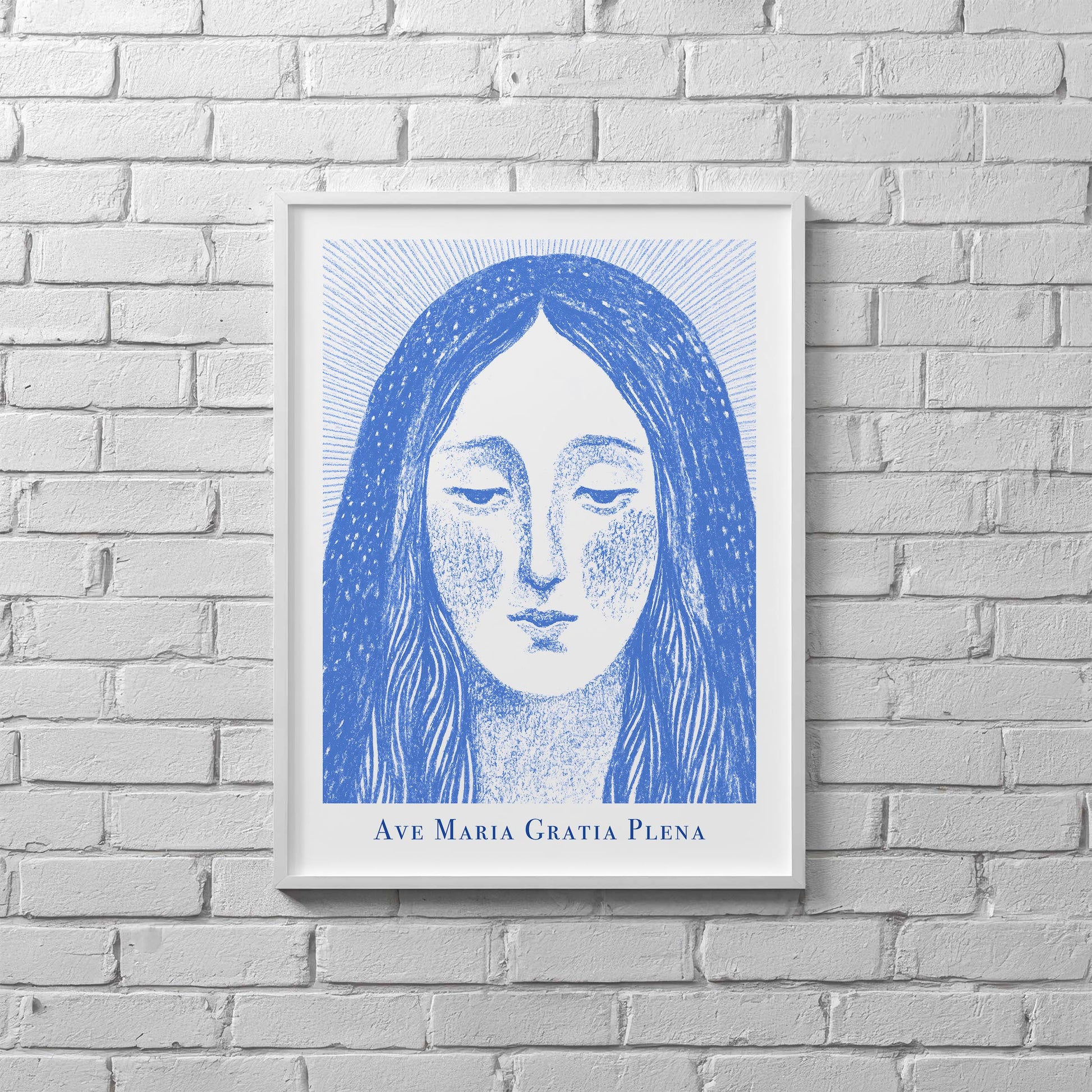 Virgin Mary Art Print - Blue interior mockup 09 - p_25_br_0000_Layer 6