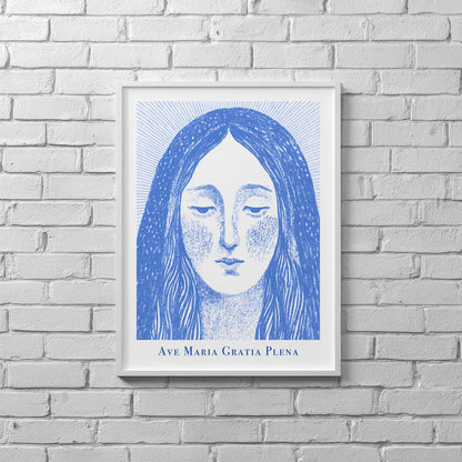 Virgin Mary Art Print - Blue interior mockup 09 - p_25_br_0000_Layer 6