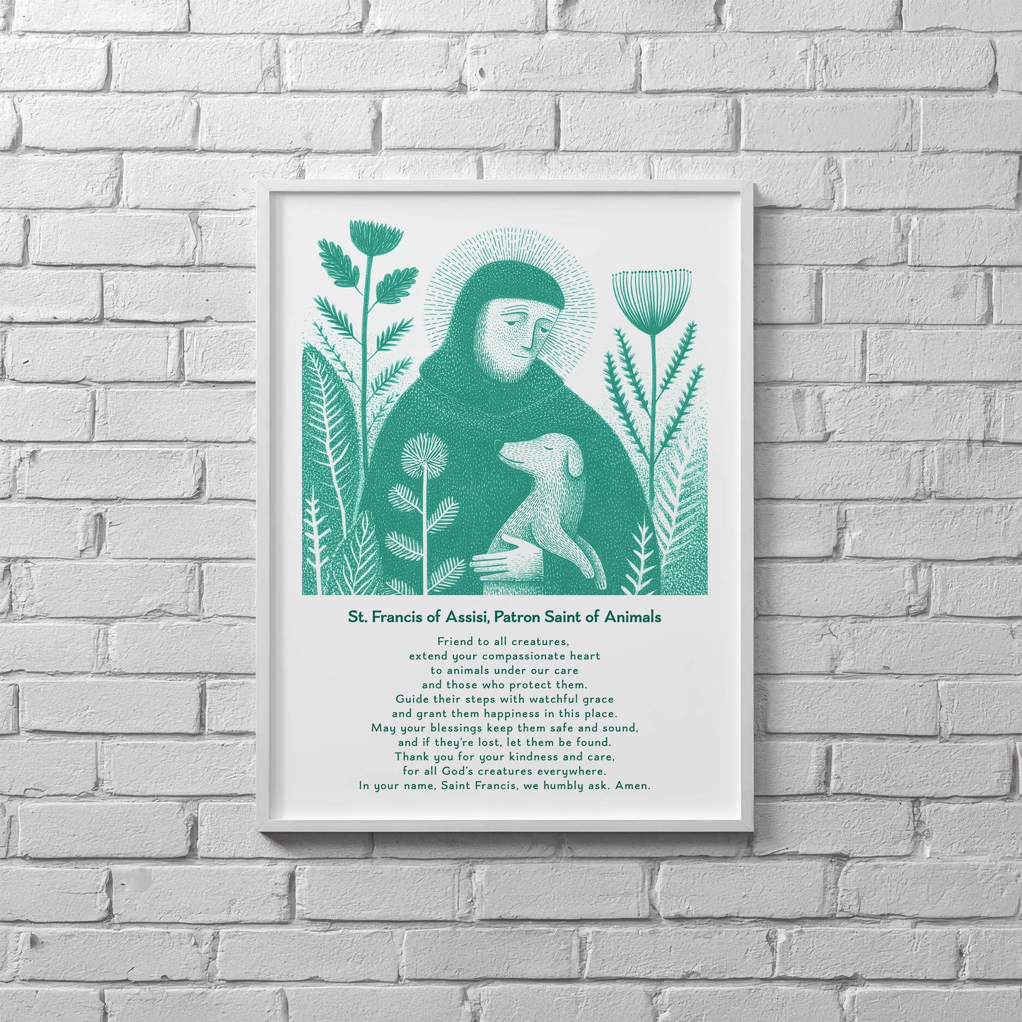 St Francis with Dog Art Print - Teal interior mockup 10 - p_25_br_0001_Layer 7