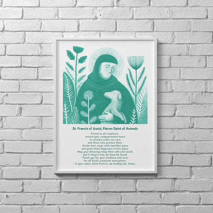 St Francis with Dog Art Print - Teal interior mockup 10 - p_25_br_0001_Layer 7