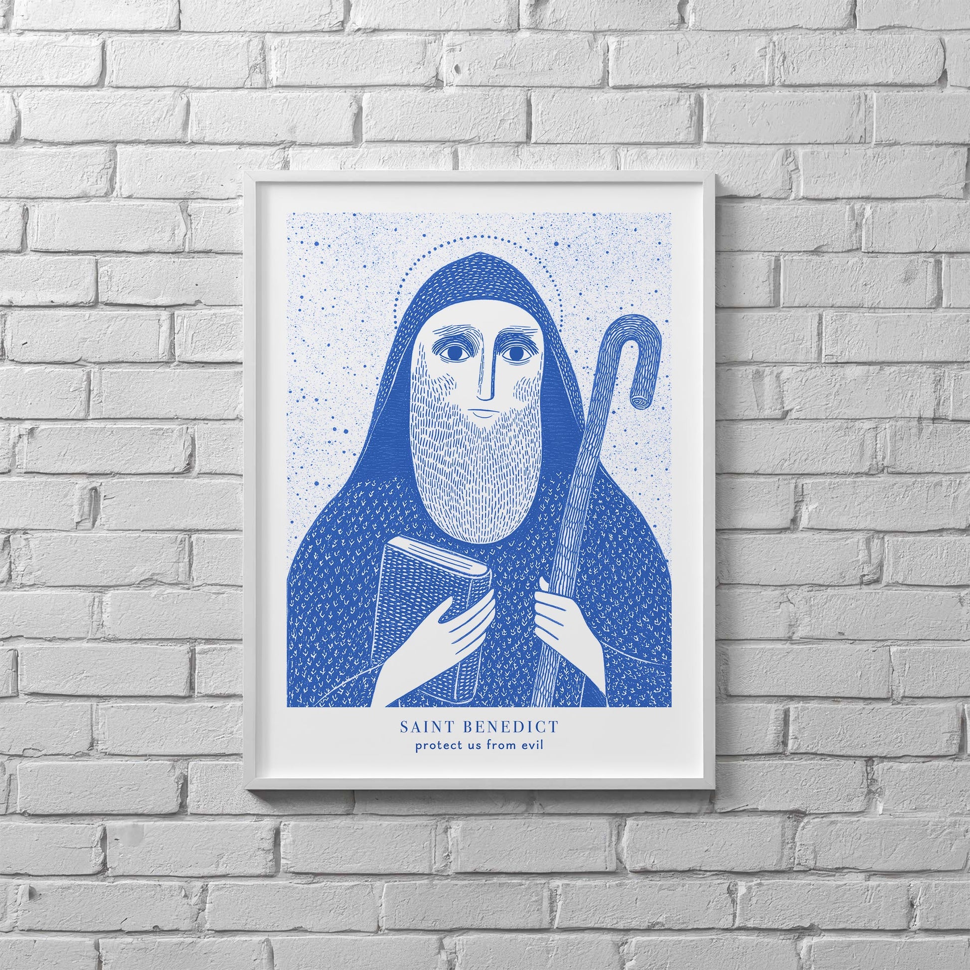 St Benedict Art Print - Blue interior mockup 02 - p_25_br_0002_Layer 8