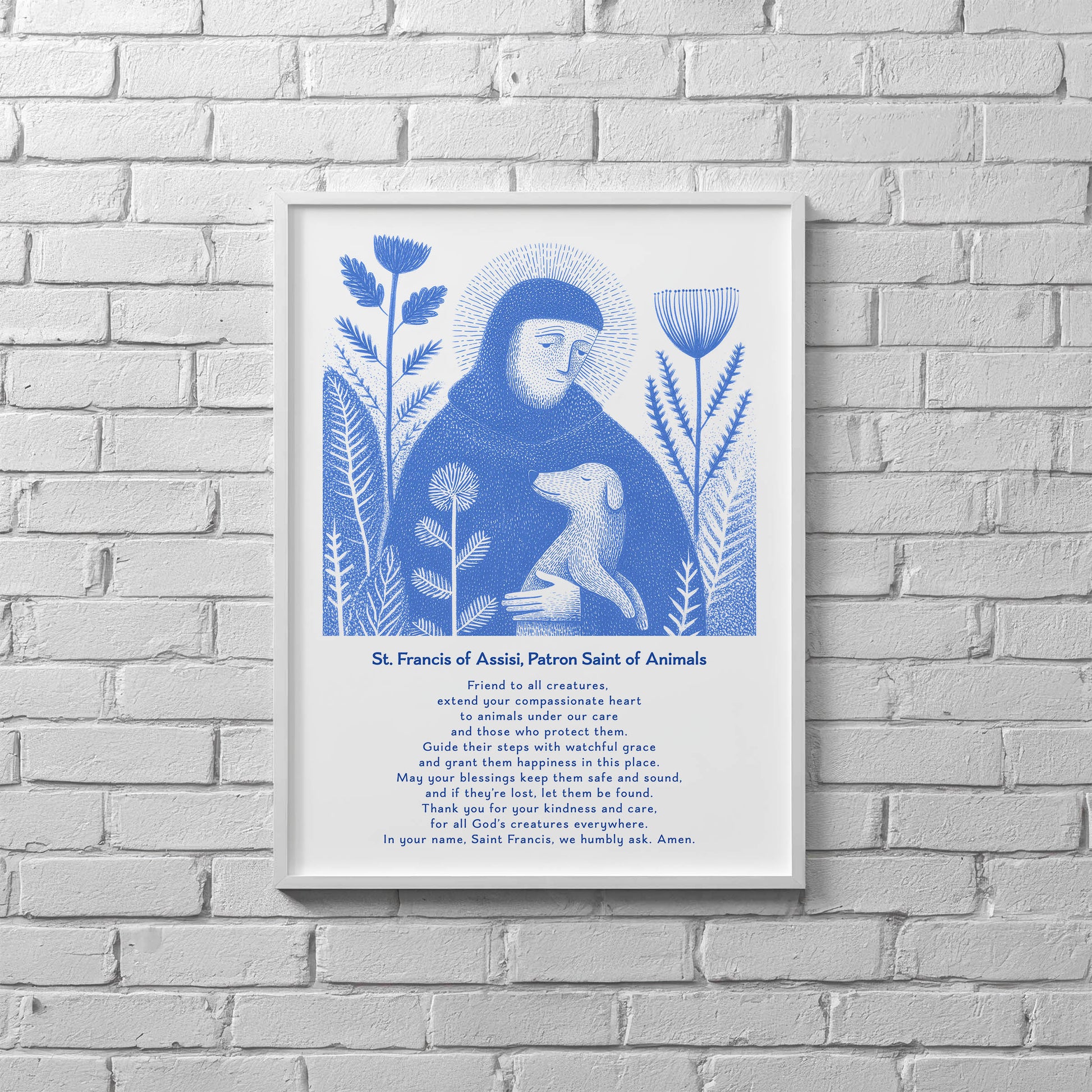 St Francis with Dog Art Print - Blue interior mockup 10 - p_25_br_0003_Layer 9