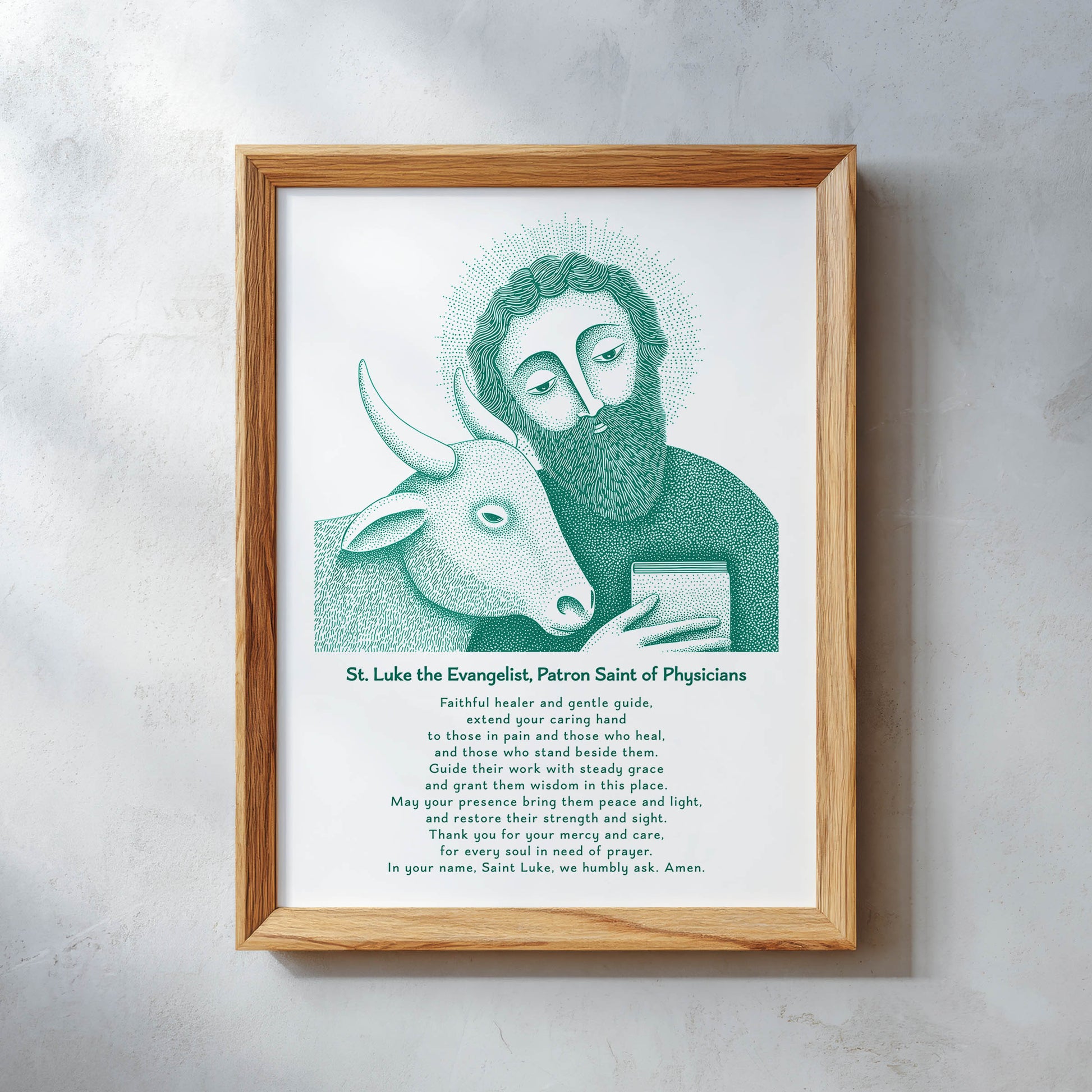 St Luke Art Print - Teal interior mockup 02 - p_26_wooden_0017_Layer 23