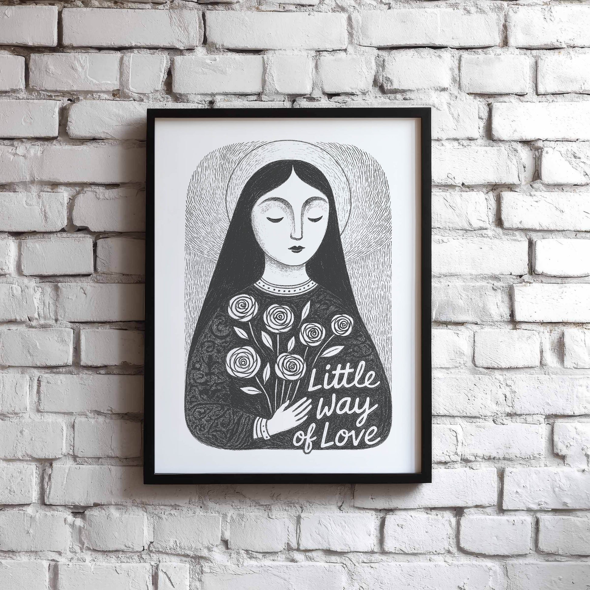St Therese of Lisieux Art Print - Black interior mockup 09 - p_27_blackftrame_0000_Layer 3