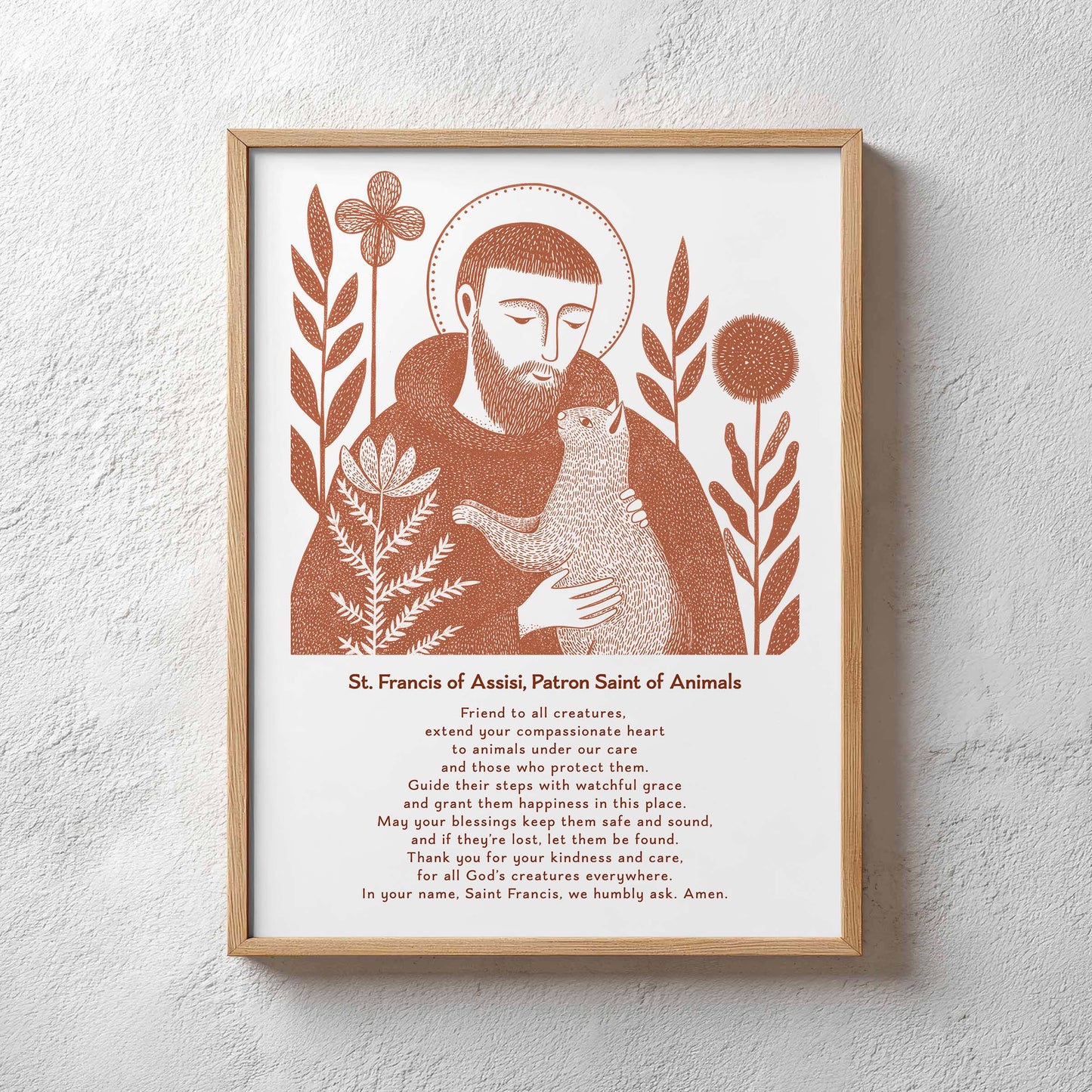 St Francis with Cat Art Print - Terracotta interior mockup 11 - p_29_plaster_0022_Layer 31