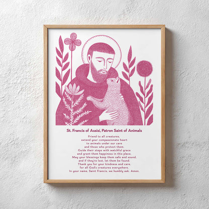 St Francis with Cat Art Print - Pink interior mockup 11 - p_29_plaster_0025_Layer 34