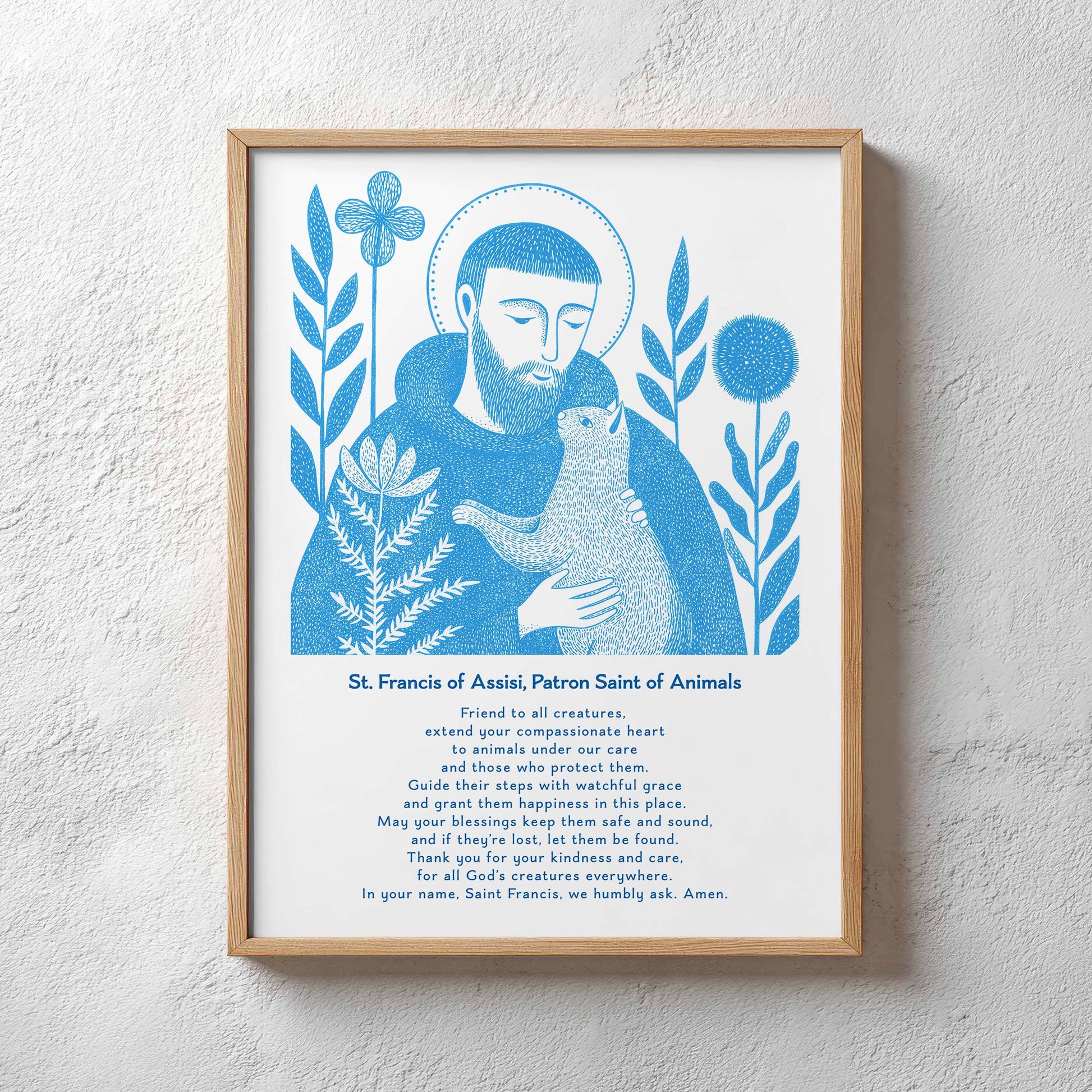 St Francis with Cat Art Print - Deep Blue interior mockup 12 - p_29_plaster_0027_Layer 36