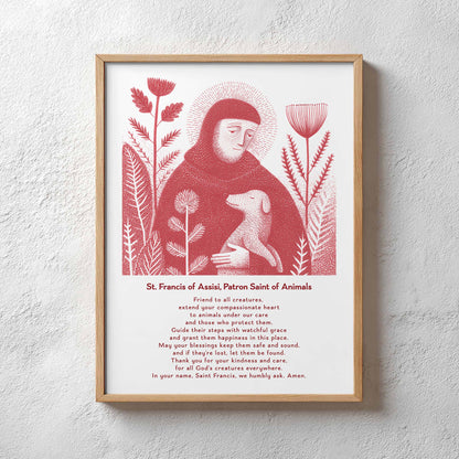 St Francis with Dog Art Print - Red interior mockup 12 - p_29_plaster_0028_Layer 37