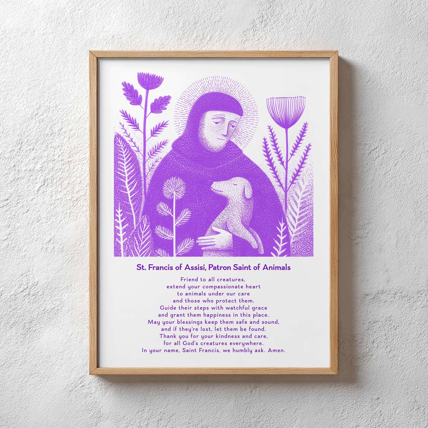 St Francis with Dog Art Print - Purple interior mockup 12 - p_29_plaster_0029_Layer 38