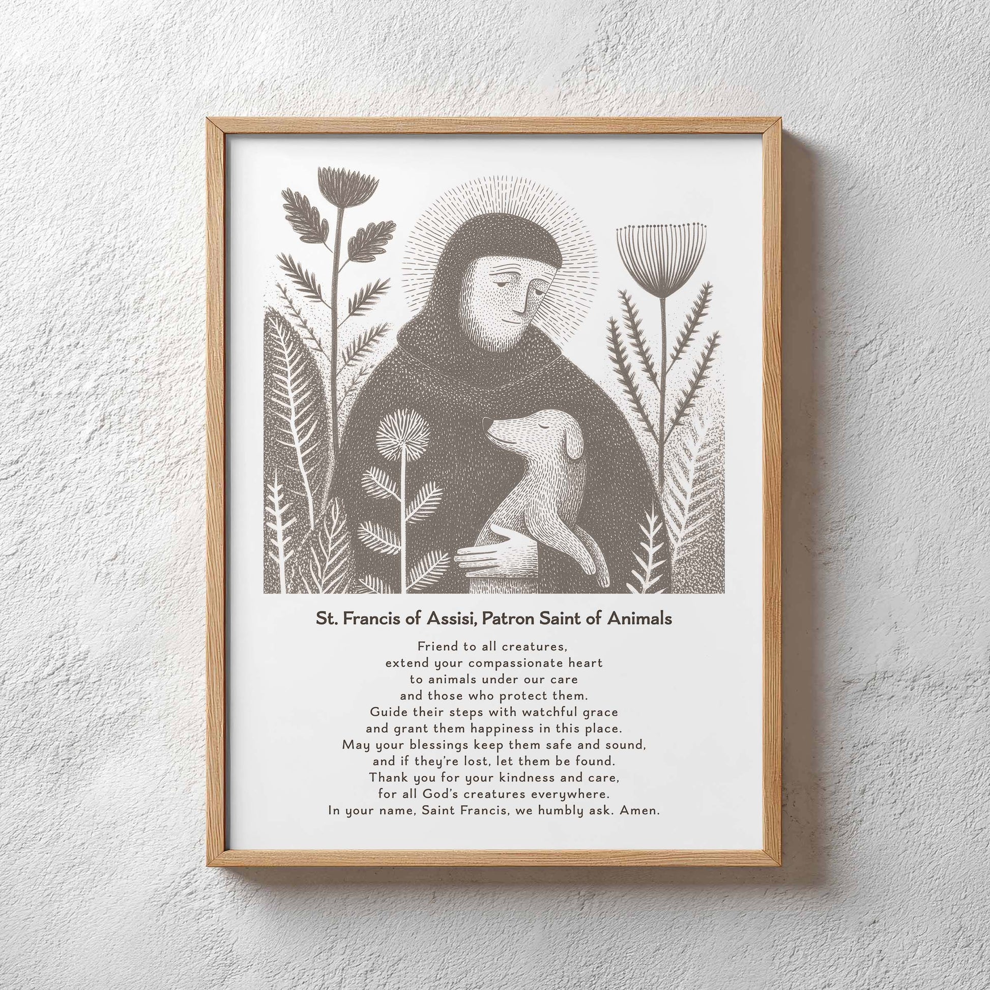 St Francis with Dog Art Print - Brown interior mockup 12 - p_29_plaster_0031_Layer 40