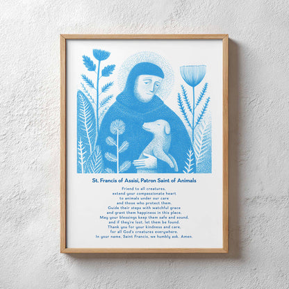 St Francis with Dog Art Print - Deep Blue interior mockup 12 - p_29_plaster_0032_Layer 41
