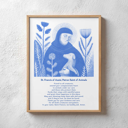St Francis with Dog Art Print - Blue interior mockup 12 - p_29_plaster_0033_Layer 42