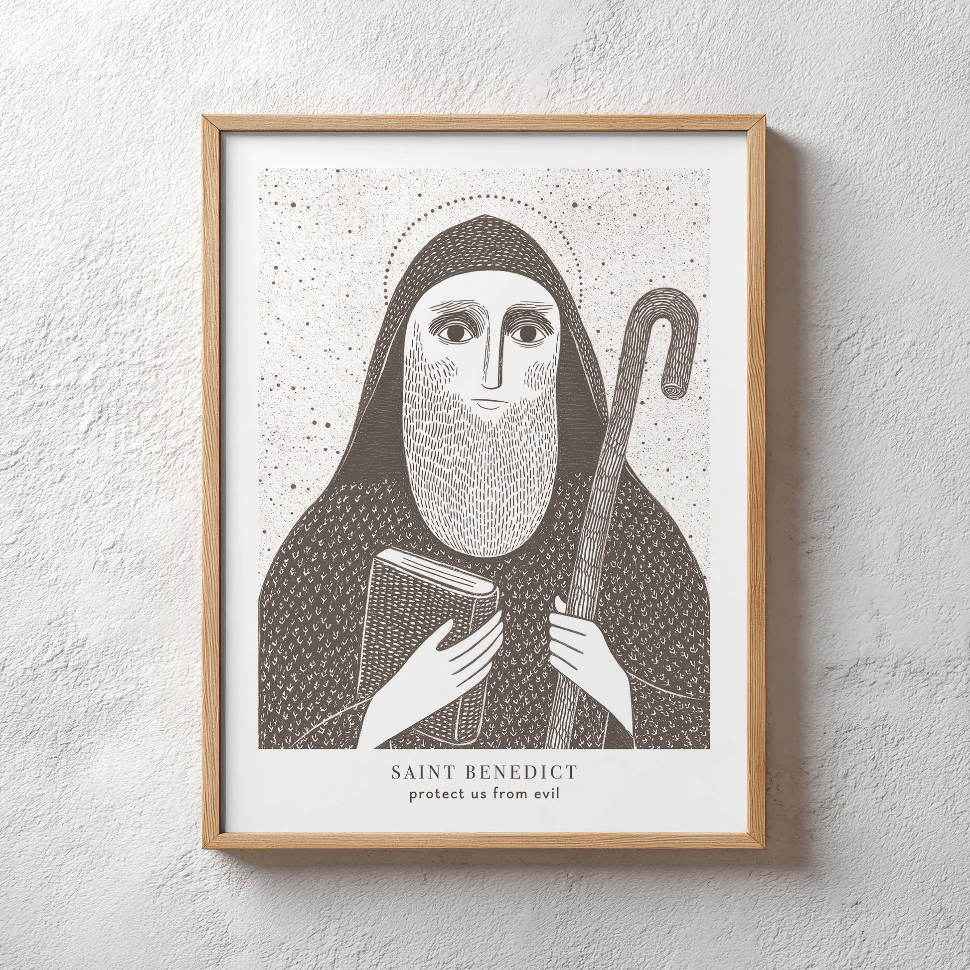 St Benedict Art Print - Brown interior mockup 03 - p_29_plaster_0037_Layer 46