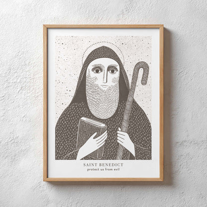 St Benedict Art Print - Brown interior mockup 03 - p_29_plaster_0037_Layer 46