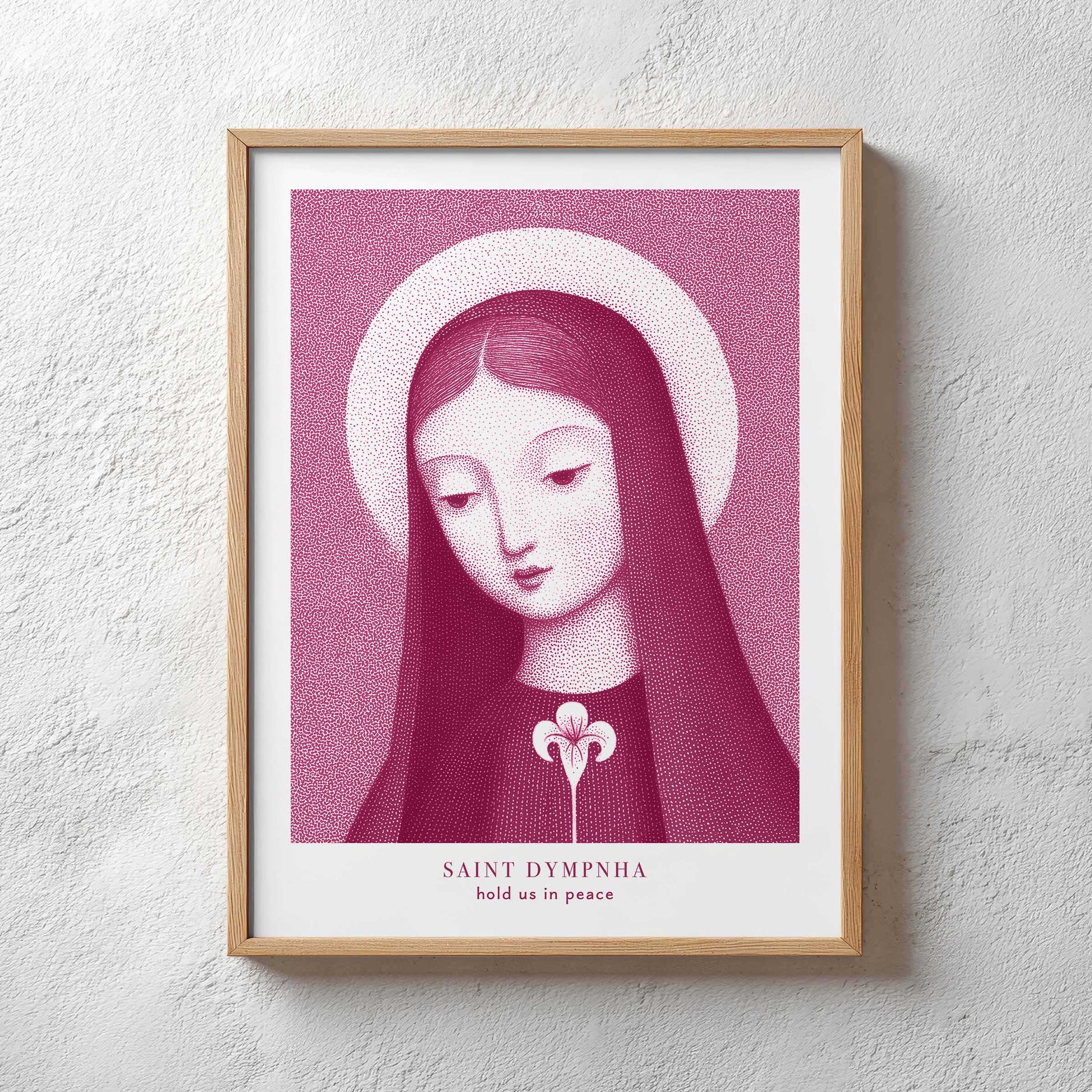 St Dymphna Art Print - Pink interior mockup 04 - p_29_plaster_0048_Layer 58