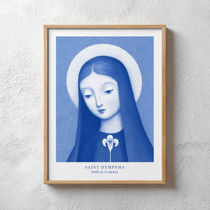 St Dymphna Art Print - Blue interior mockup 03 - p_29_plaster_0049_Layer 59