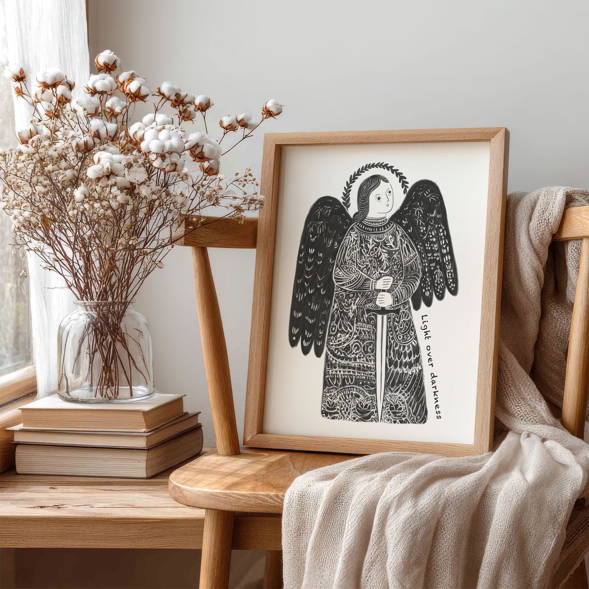 St Michael the Archangel Art Print - Black interior mockup 05 - p_2_am_0000_Layer 11